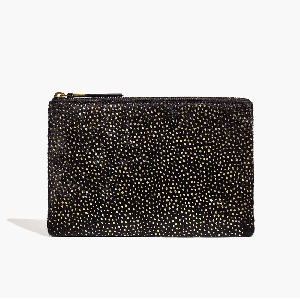 NWT Madewell Leather Pouch Clutch: Painted Leopard Calf Hair Edition